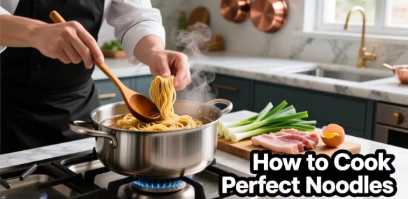 image of clean pot with noodles being cooked