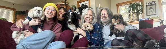 Photo of Syd Rose, Me, Mary Kay and Steve and all the pets